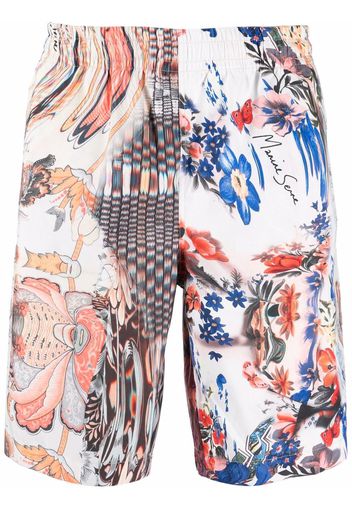 Marine Serre mixed-print swim shorts - Toni neutri