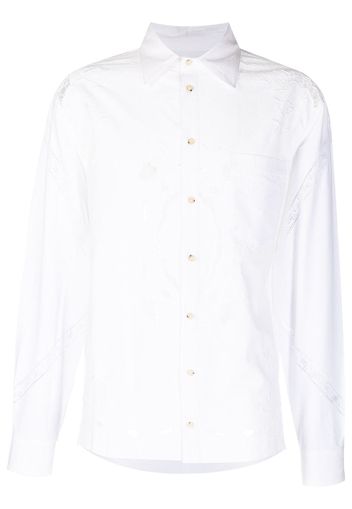 Marine Serre floral embroidered cut-out shirt - Bianco