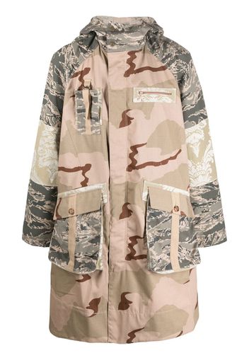 Marine Serre multi-panel hooded coat - Toni neutri