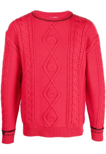 Marine Serre cable-knit wool jumper - Rosso