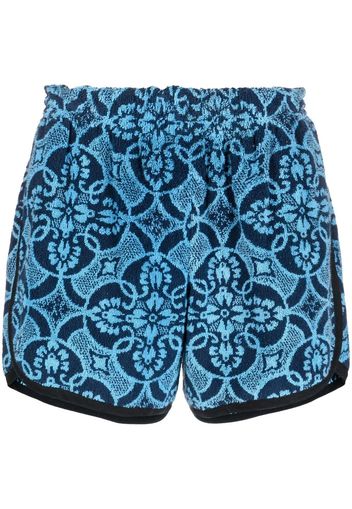 Marine Serre Shorts sportivi con stampa - Blu