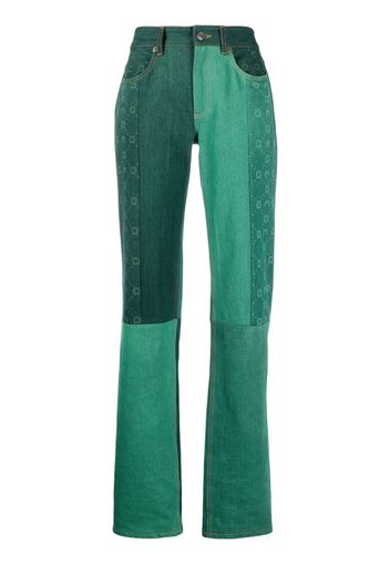 Marine Serre Jeans Moonogram dritti - Verde