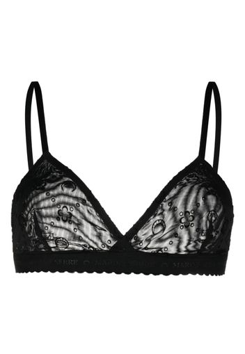 Marine Serre logo-flocked mesh bra - Nero