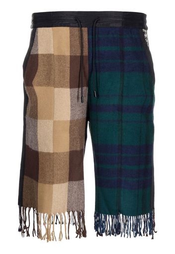 Marine Serre tartan-print wool shorts - Marrone