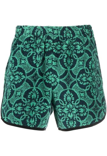 Marine Serre Oriental Towels track shorts - Verde