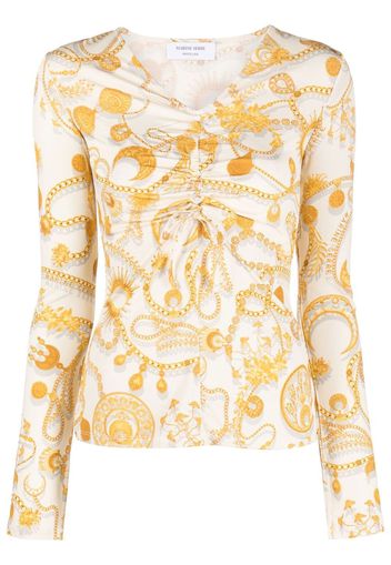 Marine Serre Ornament Moon-print long-sleeve top - Toni neutri