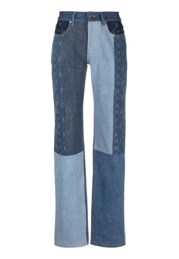 Marine Serre straight-leg patchwork jeans - Blu