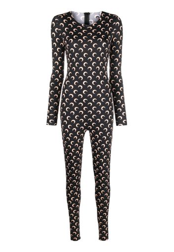 Marine Serre crescent moon-print jumpsuit - Nero