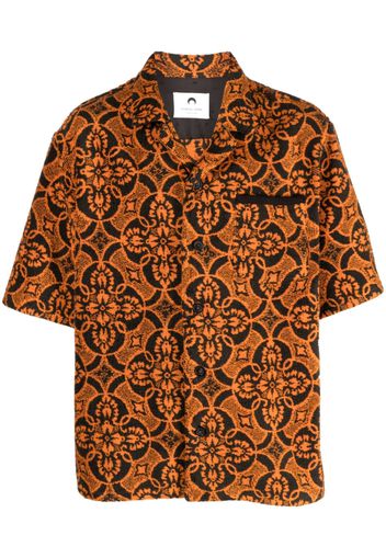 Marine Serre Oriental Towel-print.short-sleeve shirt - Arancione