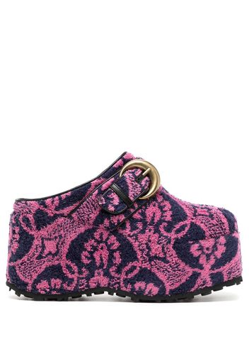 Marine Serre floral-print flatform mules - MULTI