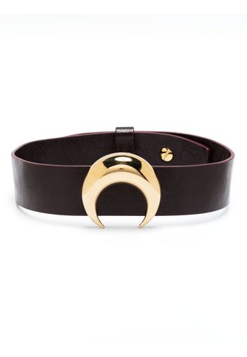 Marine Serre Moon leather choker - Marrone