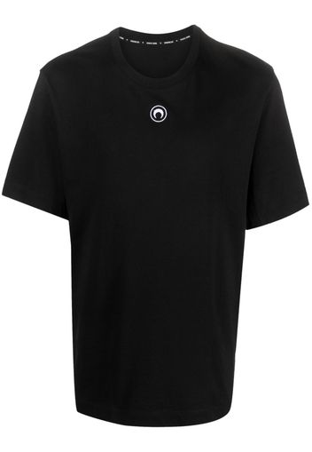 Marine Serre logo-embroidered cotton T-shirt - Nero
