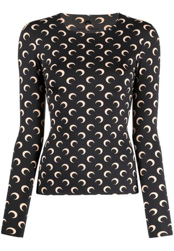 Marine Serre Crescent Moon-print top - Nero