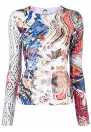 Marine Serre printed long-sleeved T-shirt - Bianco