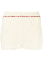 Marine Serre cable-knit wool shorts - Bianco