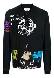 Marine Serre graphic-print long-sleeve polo shirt - Nero