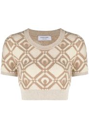 Marine Serre Moon Diamant chunky knit crop - Toni neutri