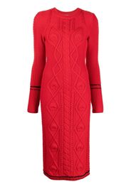 Marine Serre cable knit long-sleeve dress - Rosso
