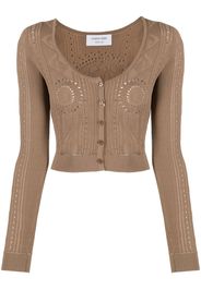 Marine Serre pointelle-knit cropped cardigan - Toni neutri