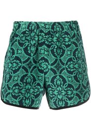 Marine Serre Oriental Towels track shorts - Verde