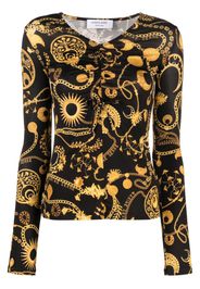 Marine Serre graphic-print long-sleeve top - Nero