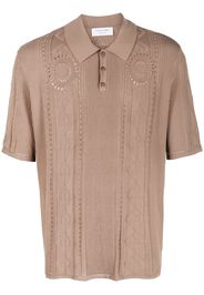 Marine Serre Moon Diamant cable-knit polo top - Marrone