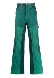 Marine Serre monogram jacquard patchwork straight-leg jeans - Verde