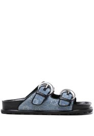 Marine Serre monogram-print double-buckle sandals - Blu