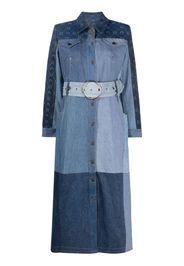 Marine Serre belted panelled denim coat - Blu