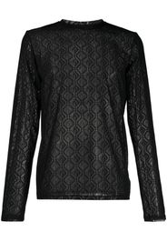 Marine Serre Moonagram flocked mesh top - Nero