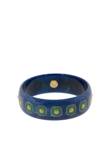 blue bakelite, 18kt yellow gold and peridot bangle