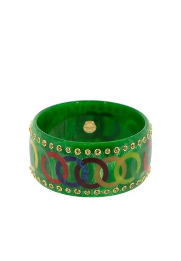 green bakelite, 18kt yellow gold and gemstone bangle