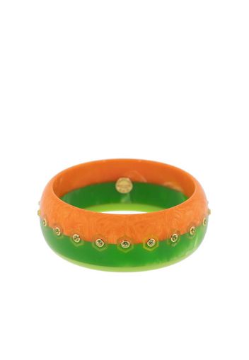 orange and green bakelite, 18kt yellow gold and peridot bangle