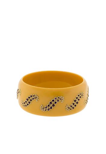 yellow bakelite, 18kt yellow gold and gemstone bangle