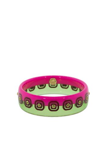 pink and green bakelite, 18kt yellow gold and gemstone bangle