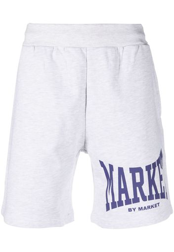 MARKET logo-print cotton track shorts - Grigio