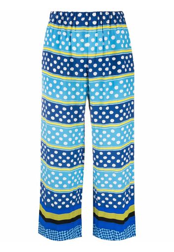 Marni polka-dot print cropped silk trousers - Blu