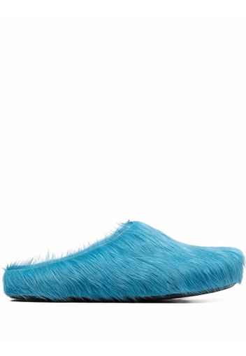 Marni textured calf hair clog slippers - Blu