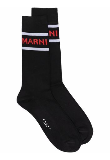 Marni logo print socks - Nero