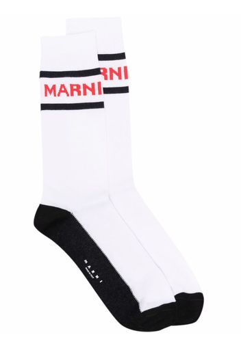 Marni logo-print socks - Bianco