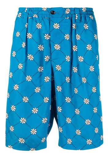 Marni daisy-print track shorts - Blu