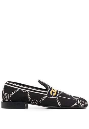 Marni all-over logo-print loafers - Nero