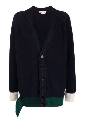 Marni V-neck ribbed cardigan - Blu