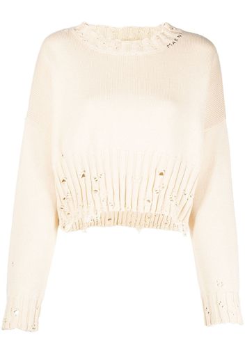 Marni distressed-finish cropped jumper - Toni neutri