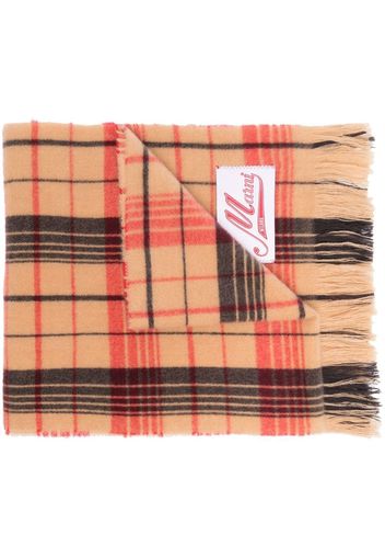 Marni check-patterned fringed scarf - Marrone