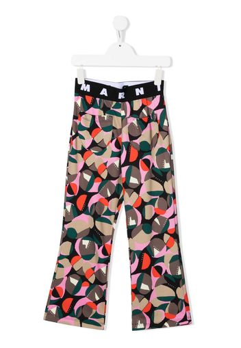 Marni Kids graphic-print logo-waistband trousers - Nero