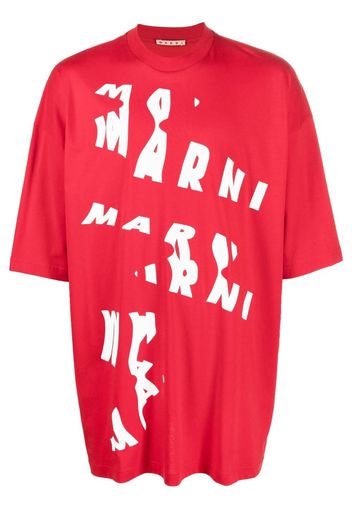 Marni logo-print cotton T-shirt - Rosso