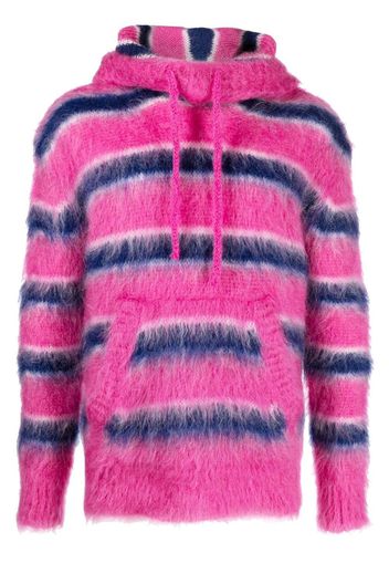 MARNI striped intarsia-knit hooded sweater - Rosa