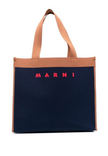 Marni logo-jacquard shoulder bag - Blu