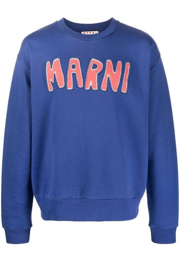 Marni logo-appliqué crew-neck sweatshirt - Blu